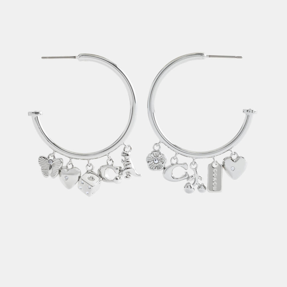 COACH Butterfly And Rexy Charm Hoop Earrings NWT - Picture 3 of 3